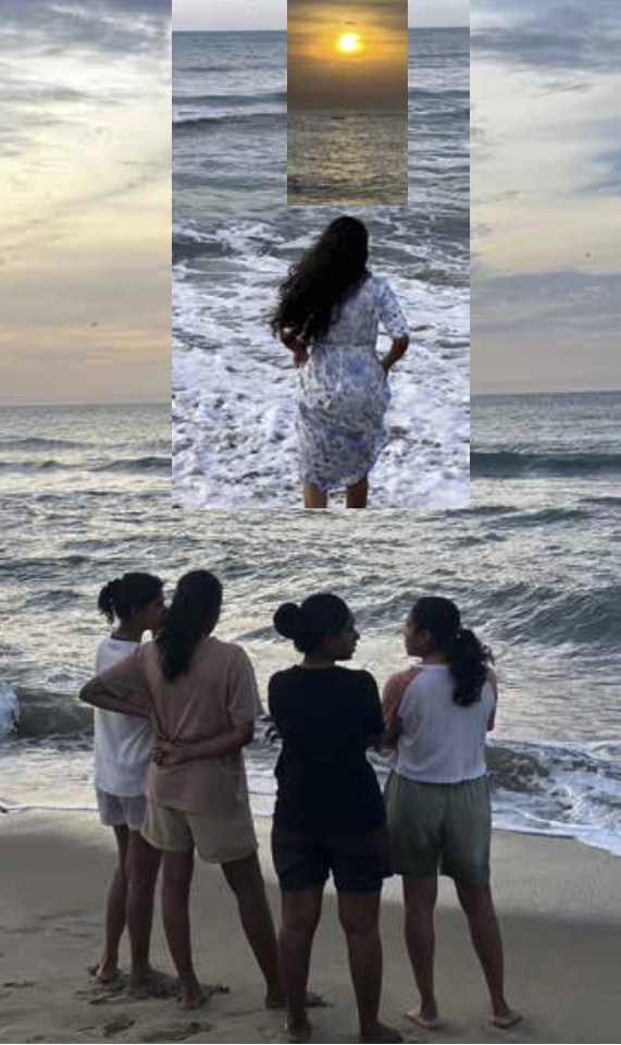 Bay of Bengal shoreline, group at sunset